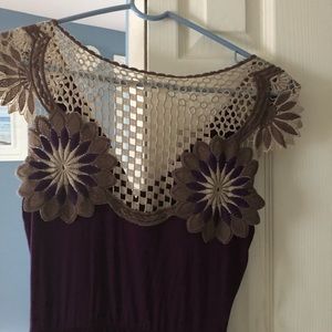Eggplant colored dress with beautiful embroidery